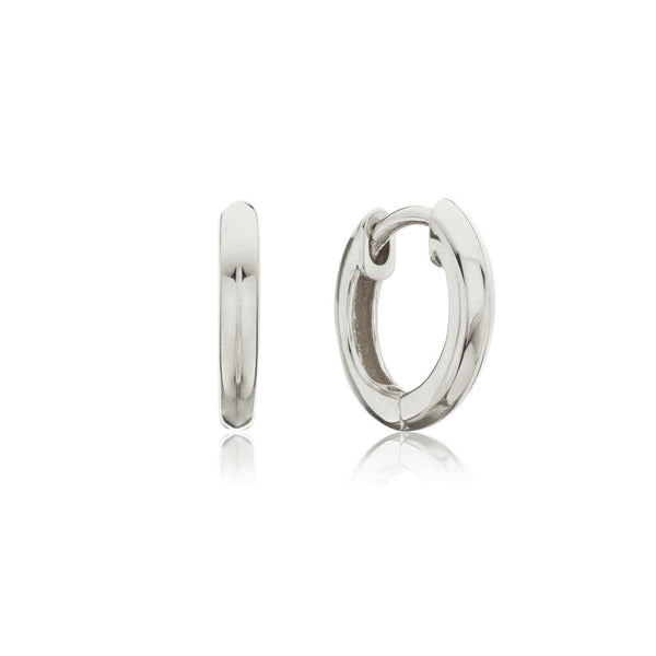 Silver Small Rounded Plain Huggie Hoop Earrings