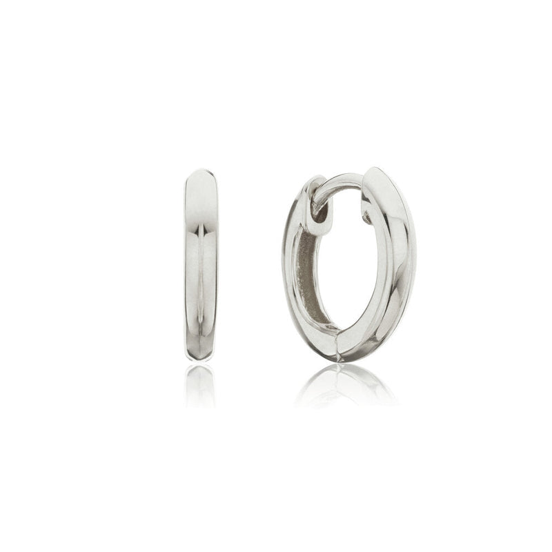 Silver Small Rounded Plain Huggie Hoop Earrings
