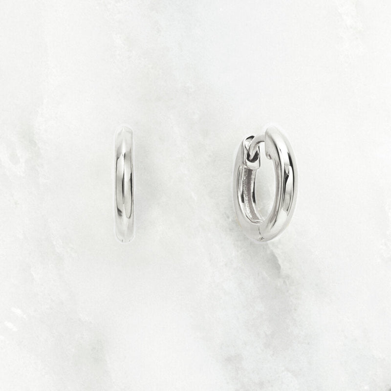 Silver Small Rounded Plain Huggie Hoop Earrings