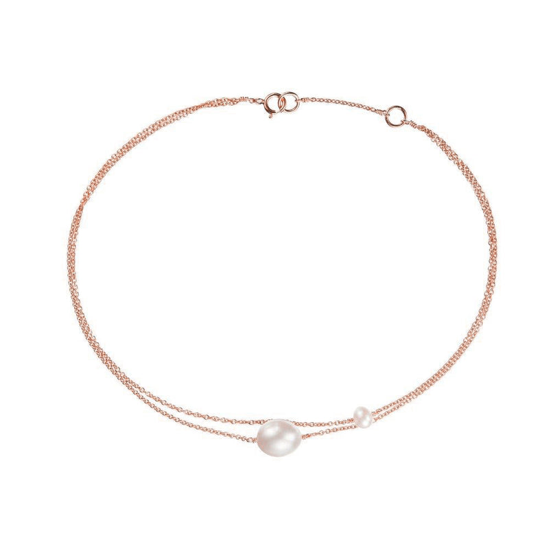 Rose Gold Layered Large and Small Pearl Anklet