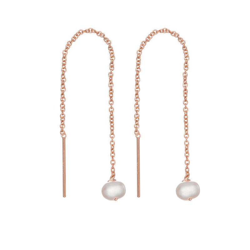 Rose Gold Pearl Drop Ear Threaders