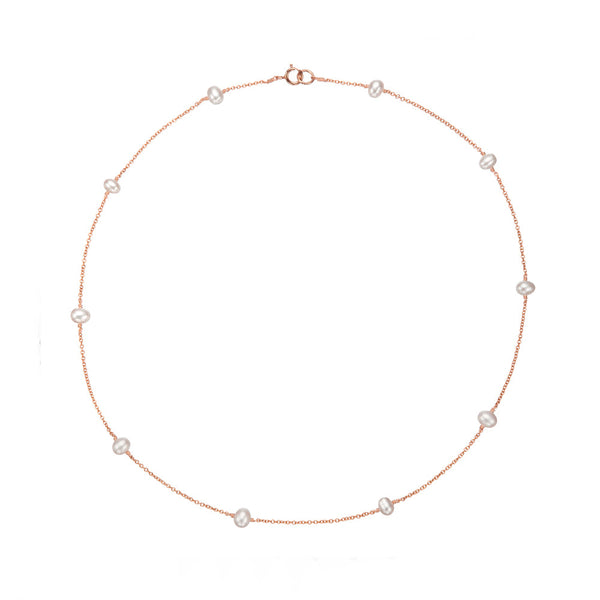 Rose Gold Ten Pearl Choker
