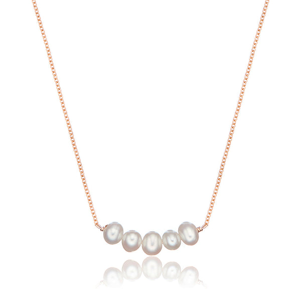 Rose Gold Pearl Cluster Necklace
