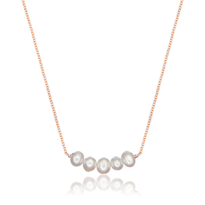 Rose Gold Pearl Cluster Necklace
