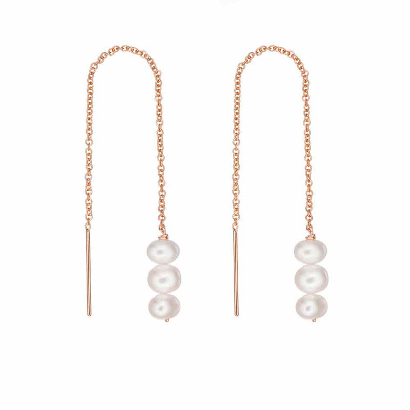 Rose Gold Pearl Cluster Drop Ear Threaders