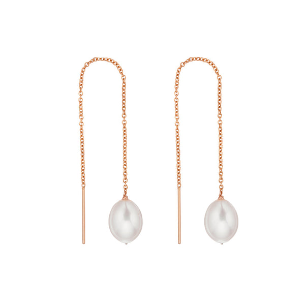 Rose Gold Large Pearl Drop Ear Threaders