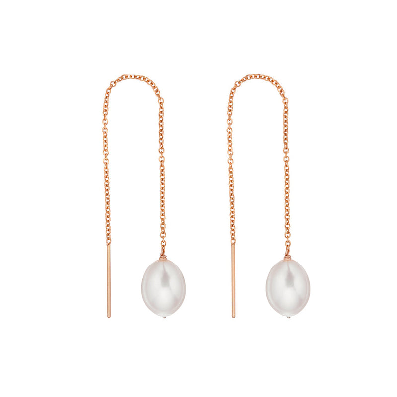Rose Gold Large Pearl Drop Ear Threaders
