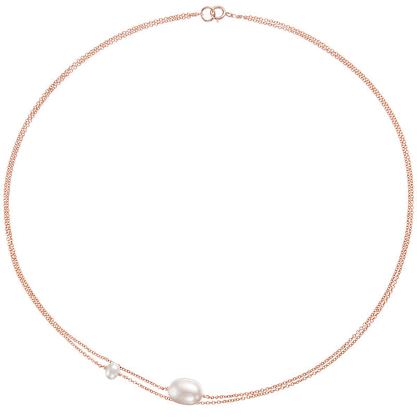 Rose Gold Layered Large and Small Pearl Choker