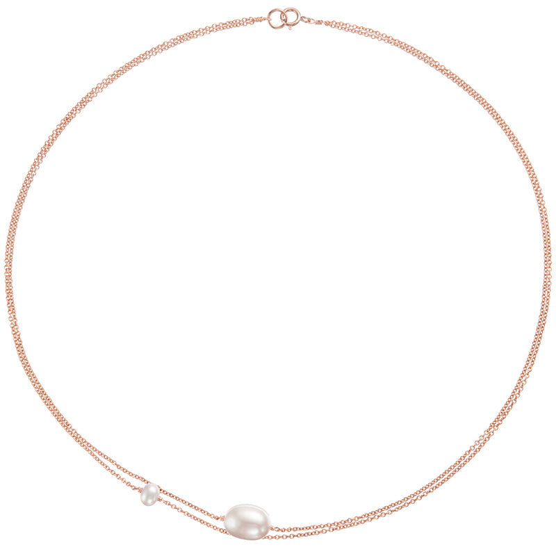 Rose Gold Layered Large and Small Pearl Choker
