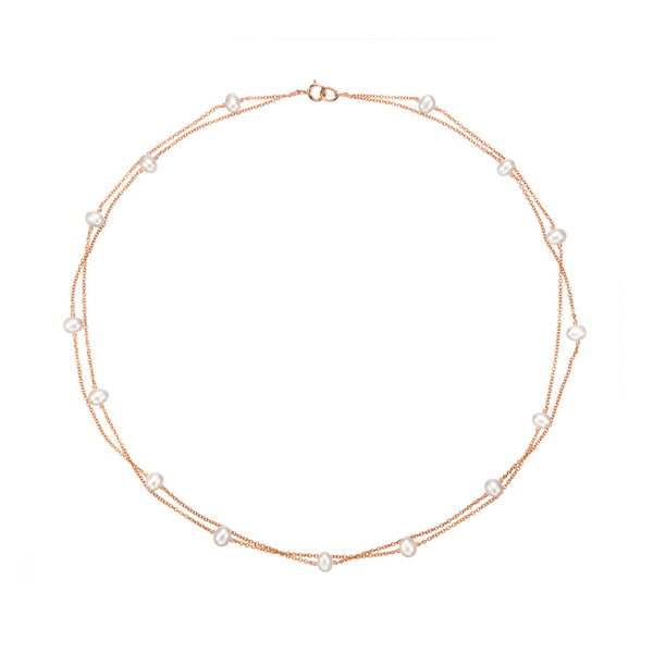Rose Gold Layered Pearl Necklace