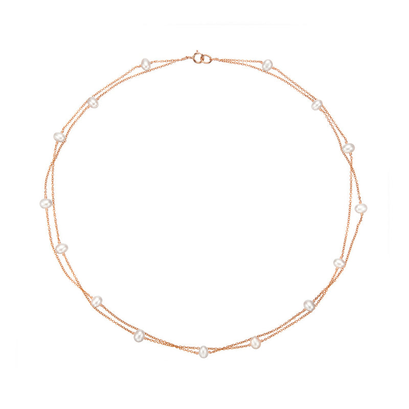 Rose Gold Layered Pearl Necklace