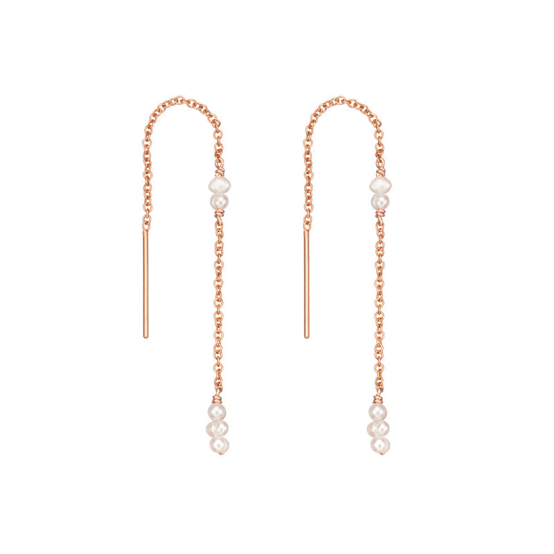 Rose Gold Mini Pearl Ear Threaders