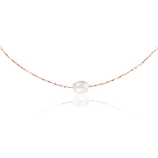 Rose Gold Large Single Pearl Choker