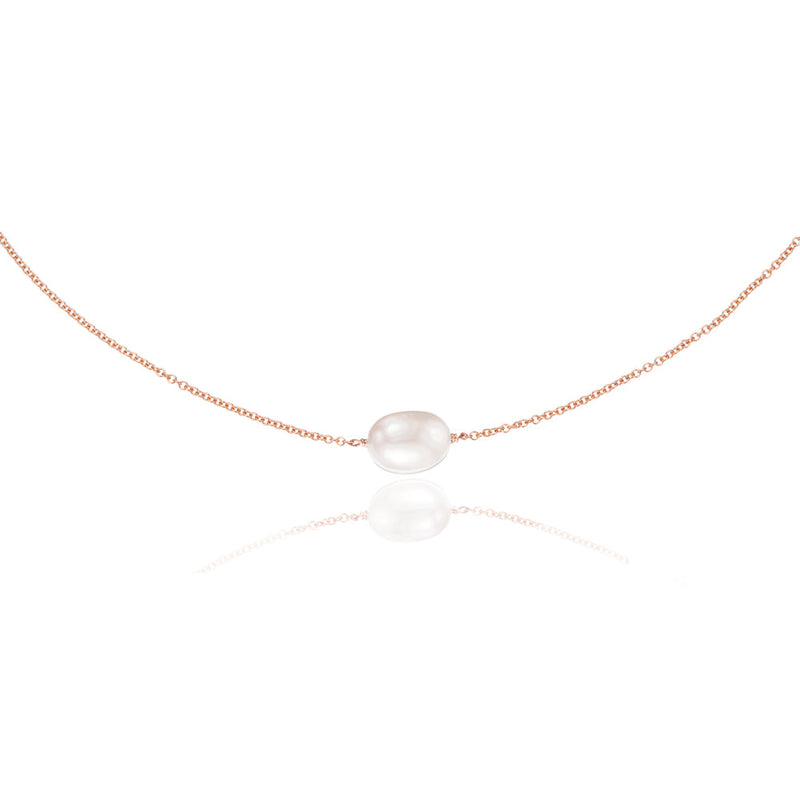 Rose Gold Large Single Pearl Choker