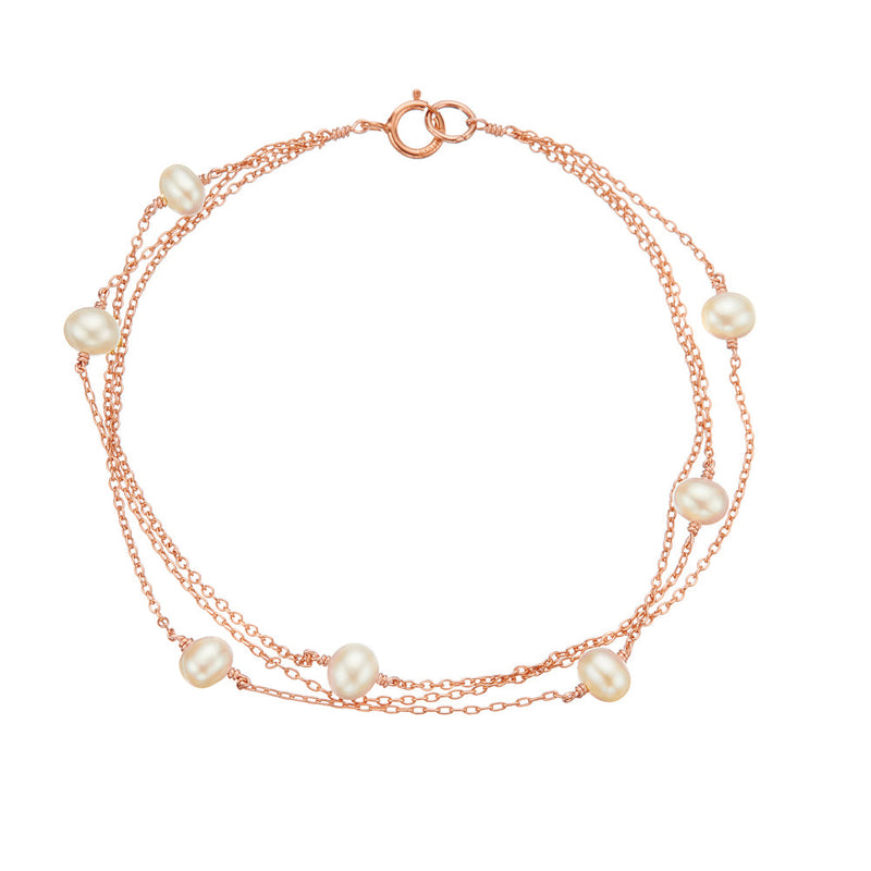 Rose Gold Layered Pearl Bracelet