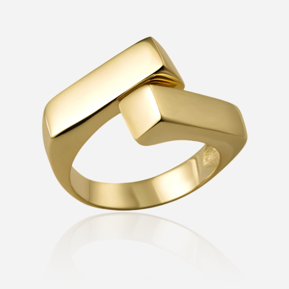 Sculpted Loop Geometric Statement Ring in Silver-Tone