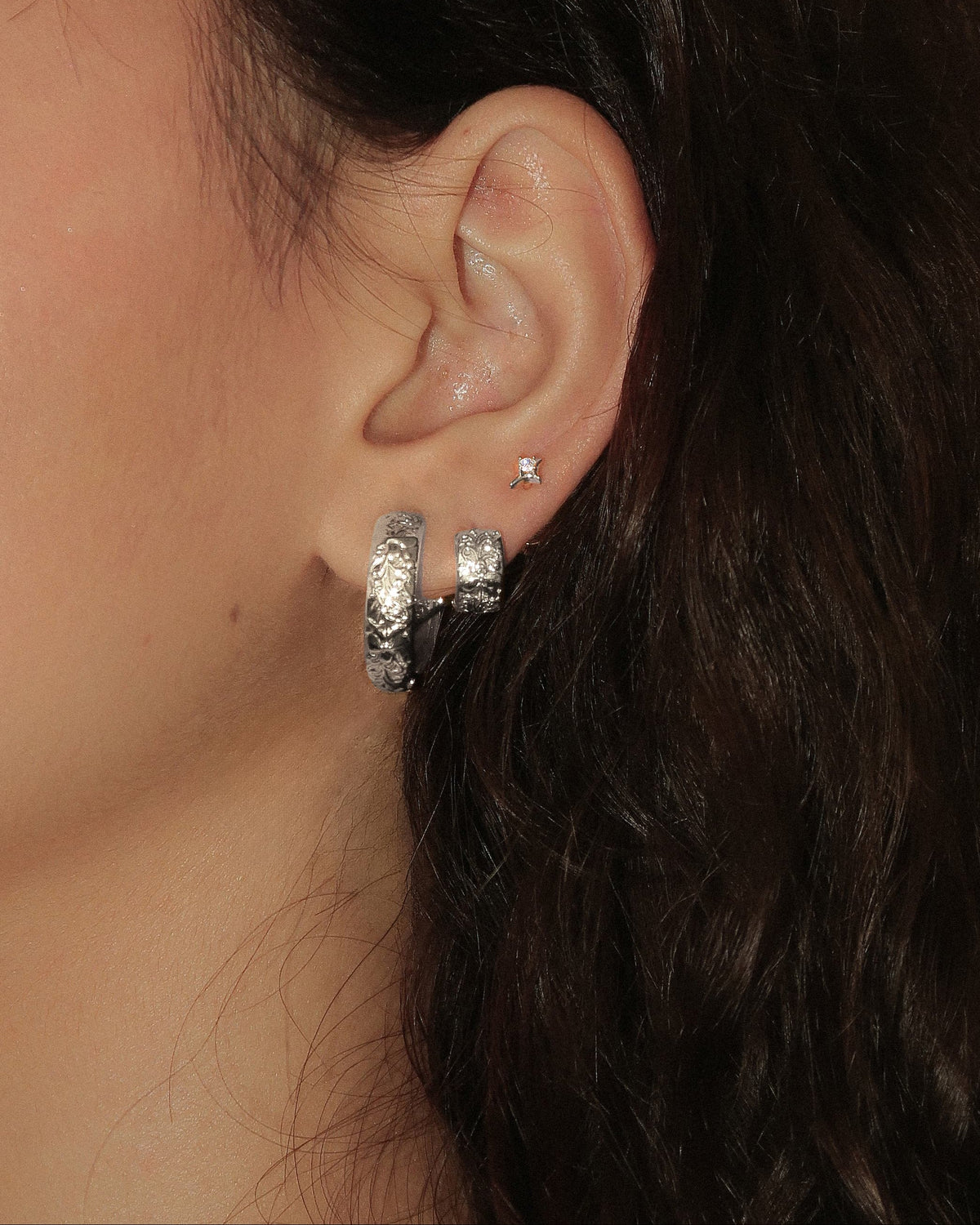 Serenade of Orchid Hoop Earrings in Silver-Tone