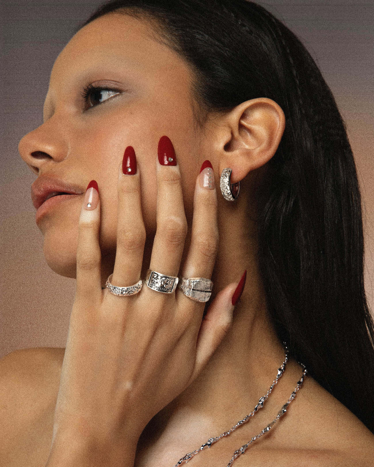 Serenade of Orchid Hoop Earrings in Silver-Tone