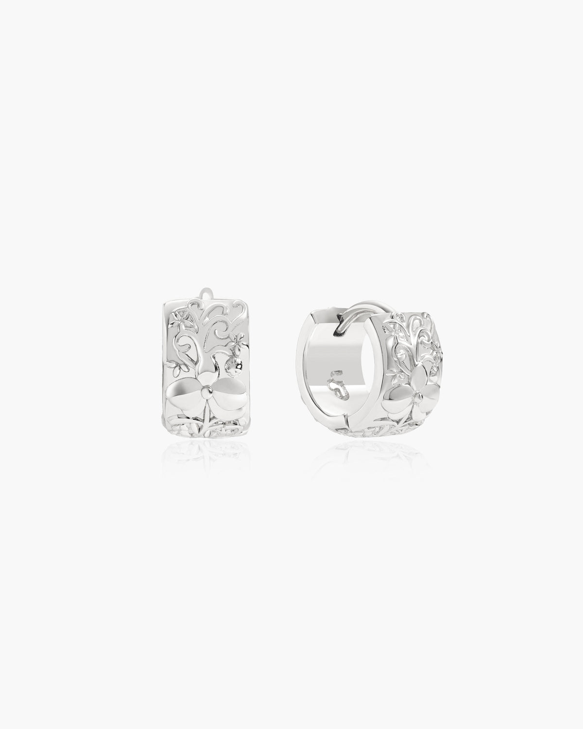 Serenade of Orchid Hoop Earrings in Silver-Tone
