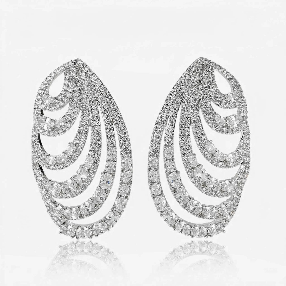 Silver-Tone Crystal-Style Cascade Statement Drop Earrings