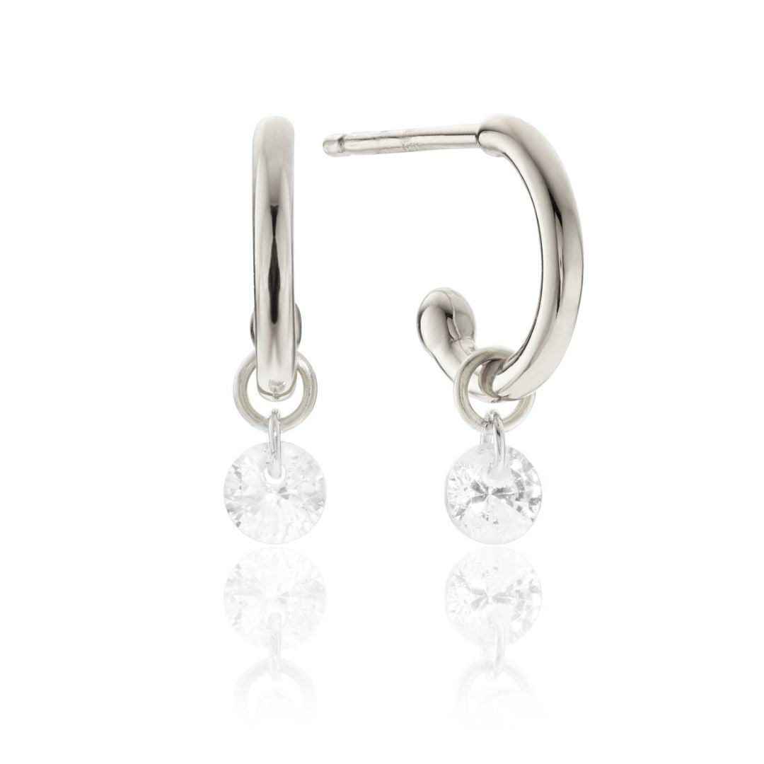 Silver-Tone Crystal-Style Drop Earrings