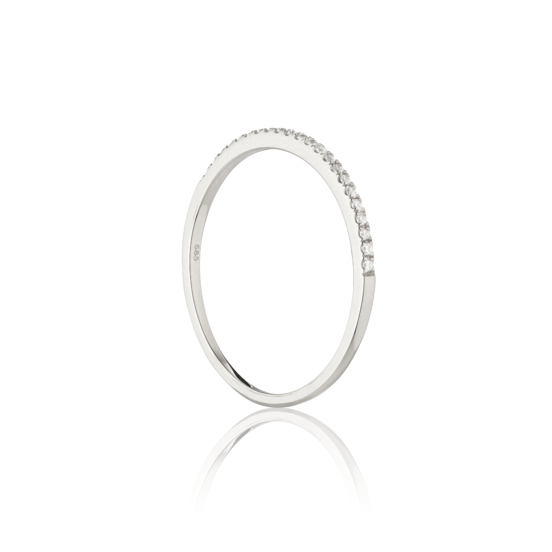 Silver-Tone Crystal-Style Half Eternity Ring