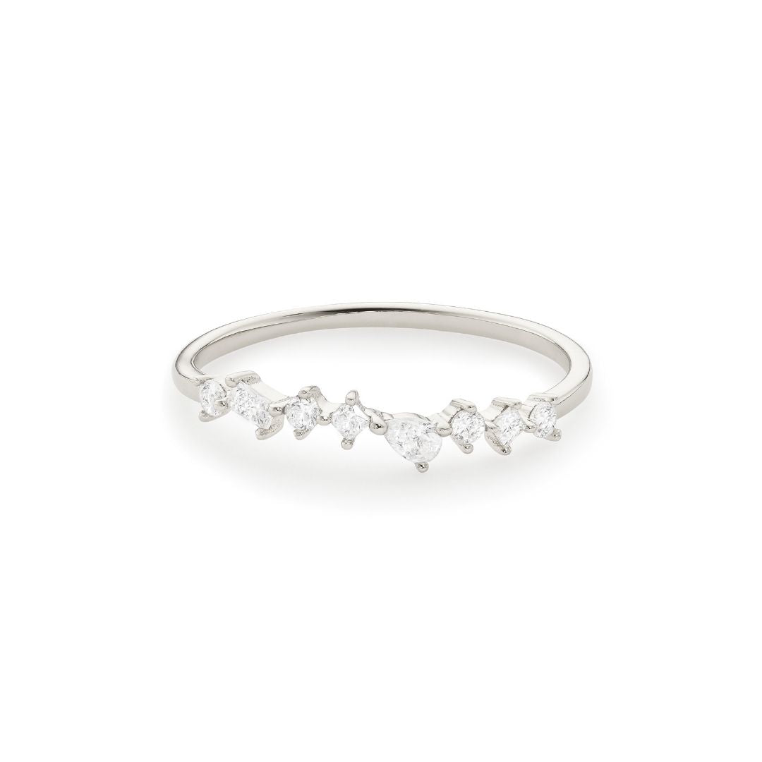 Silver-Tone Crystal-Style Mixed Cluster Ring