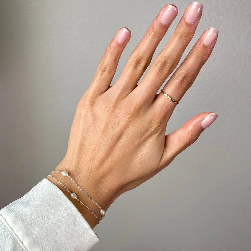 Solid White Gold Layered Seed Pearl Bracelet