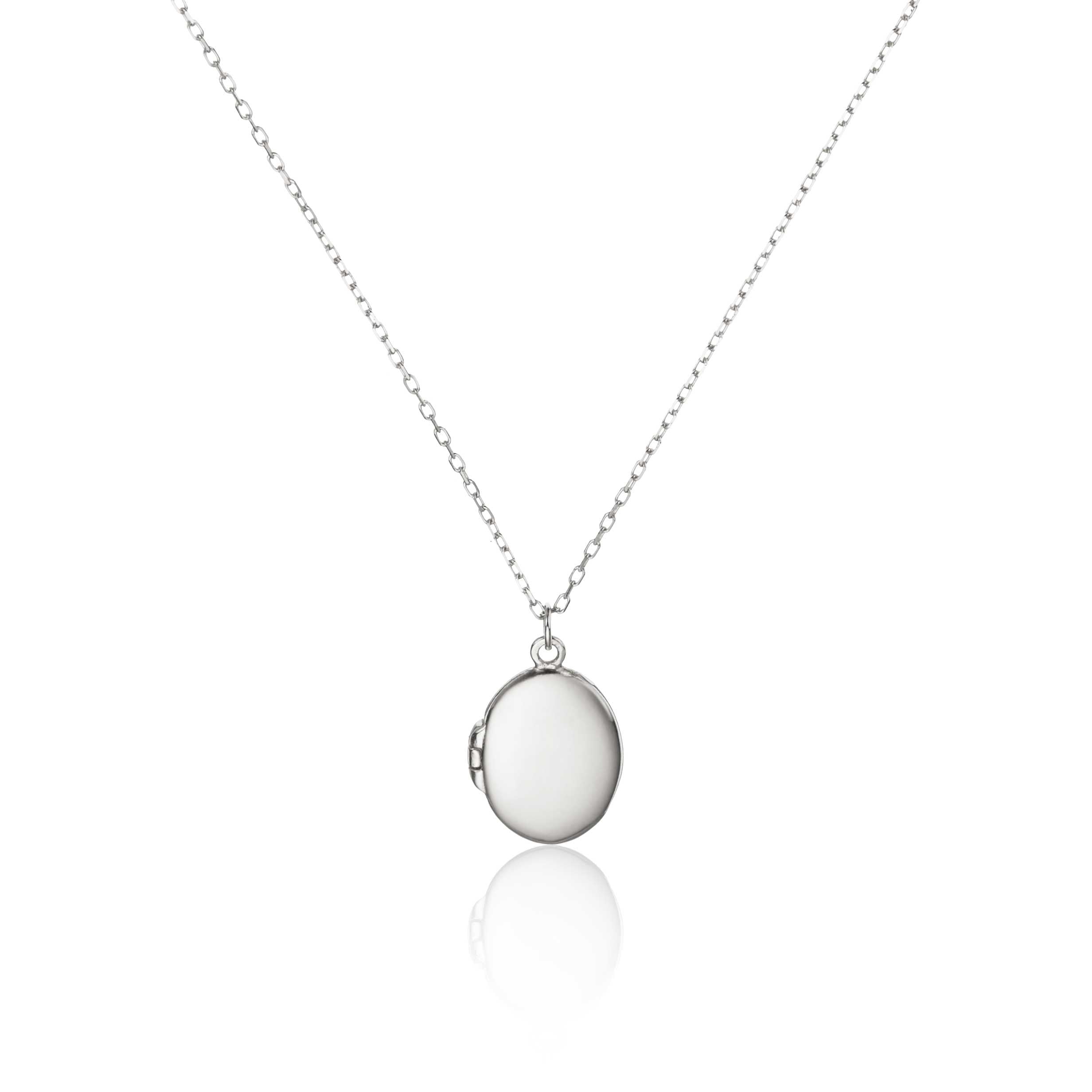 Silver-Tone Oval Locket Necklace