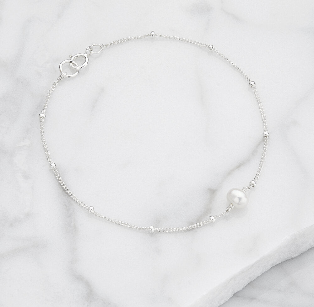 Silver-Tone Satellite Bracelet with Pearl-Style Beads
