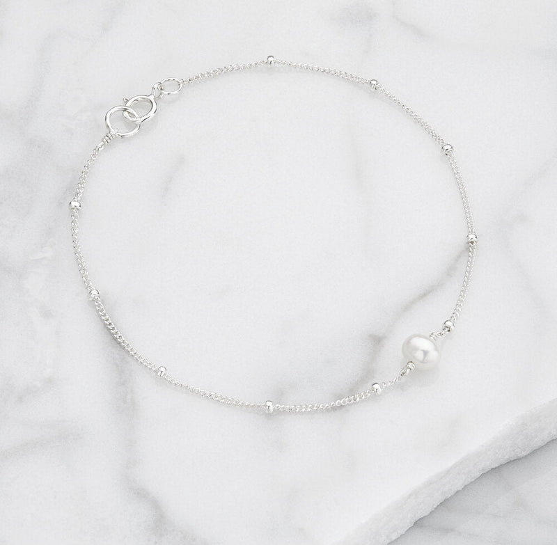 Silver Satellite Pearl Bracelet