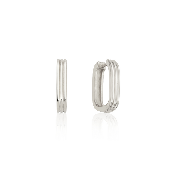 Silver Ribbed Hoop Earrings