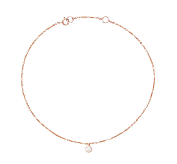 Rose Gold Single Pearl Drop Anklet