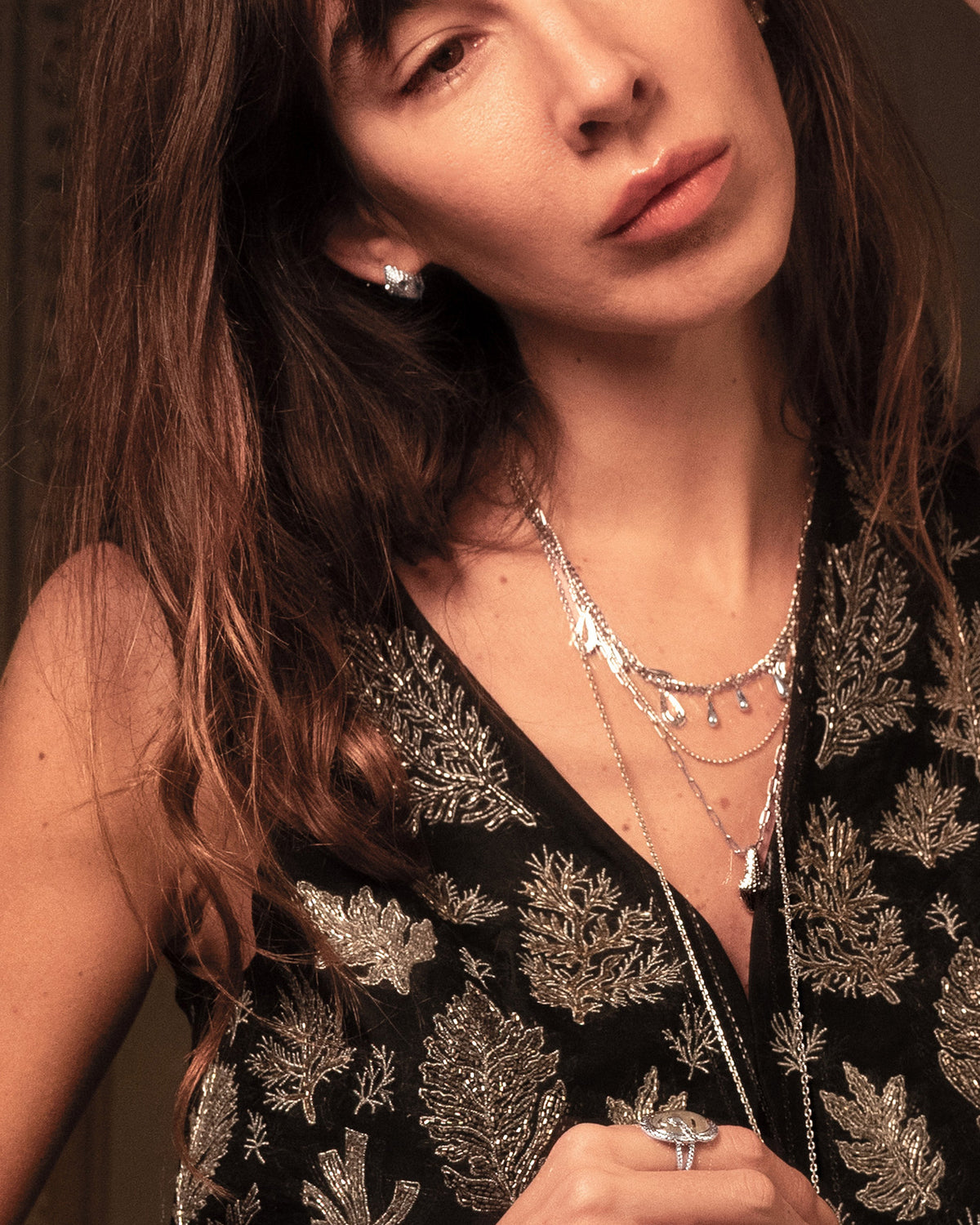 Snake Head Hoop Earrings in Silver-Tone