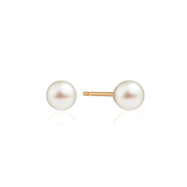 Solid Gold Single Pearl Stud Earrings