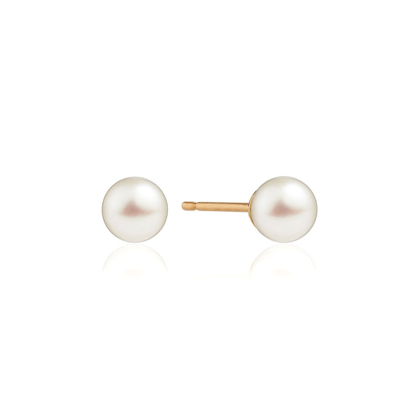 Solid Gold Single Pearl Stud Earrings