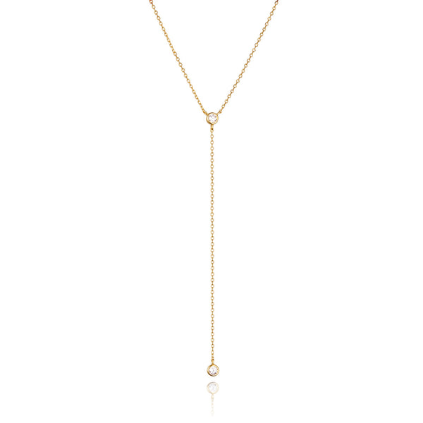 Gold Diamond Style Lariat Necklace