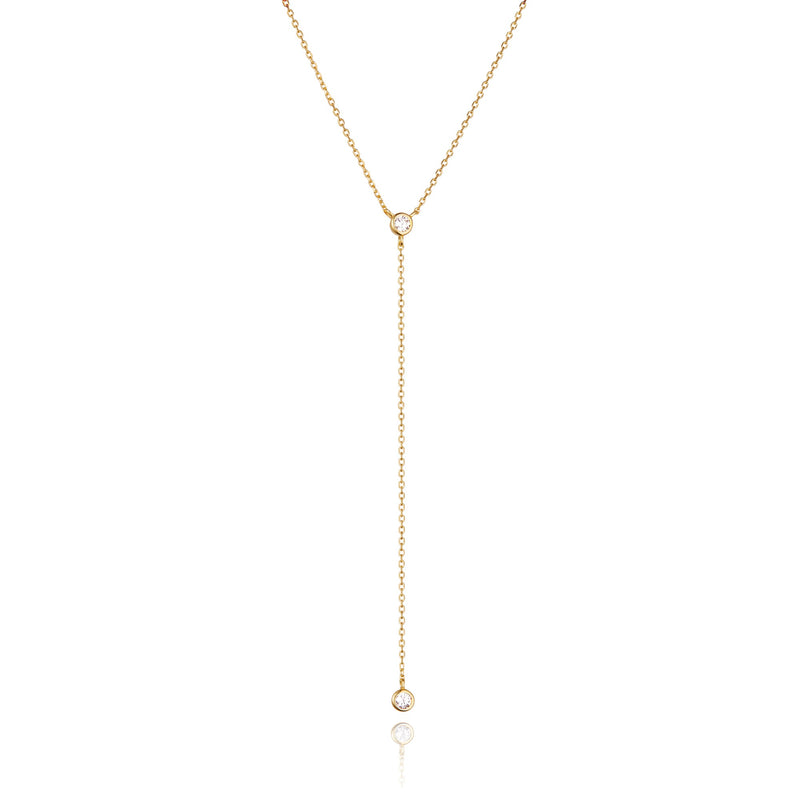Gold Diamond Style Lariat Necklace
