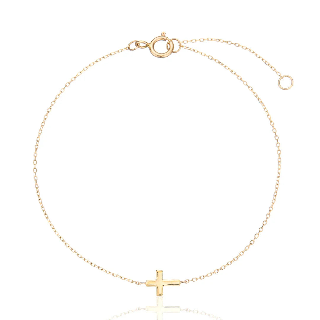 Gold-Tone Tiny Cross Bracelet