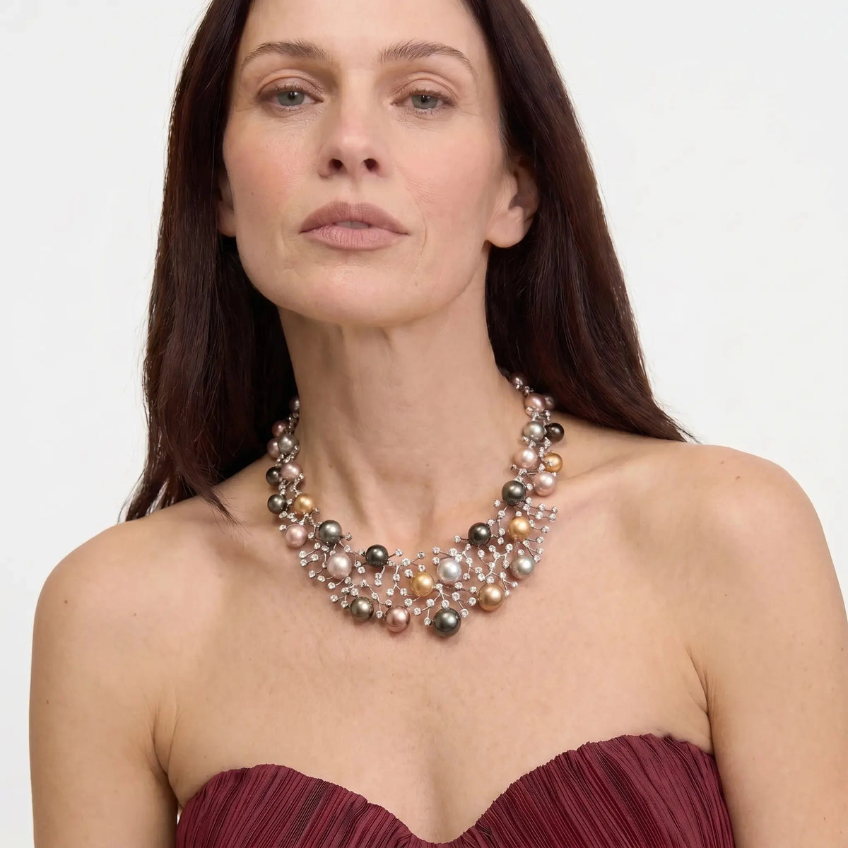 Starlit Harmony Pearl-Style & Crystal-Style Statement Necklace