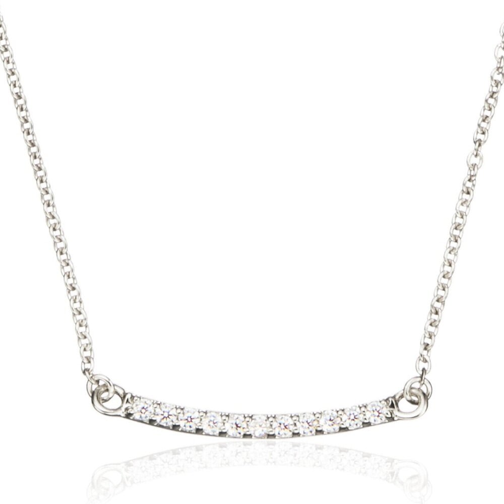 Silver Diamond Style Bar Necklace