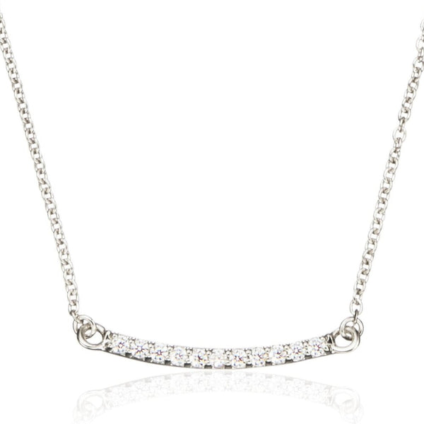 Silver Diamond Style Bar Necklace