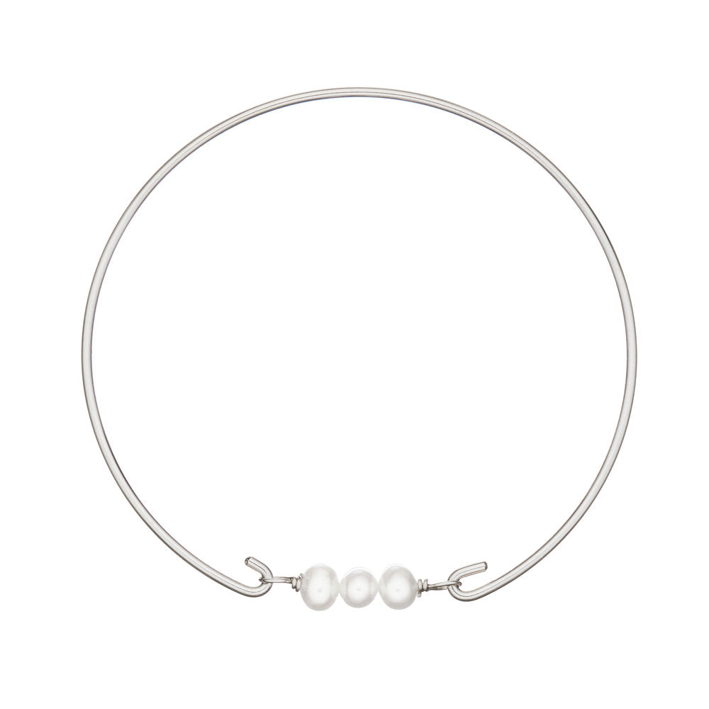 Silver Pearl Cluster Bangle