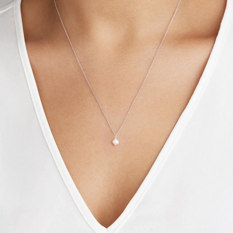 Silver Single Pearl Necklace