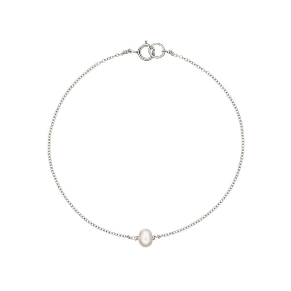 Silver Single Pearl Bracelet