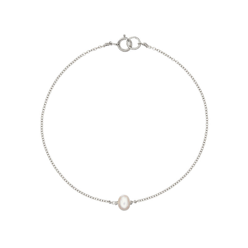 Silver Single Pearl Bracelet