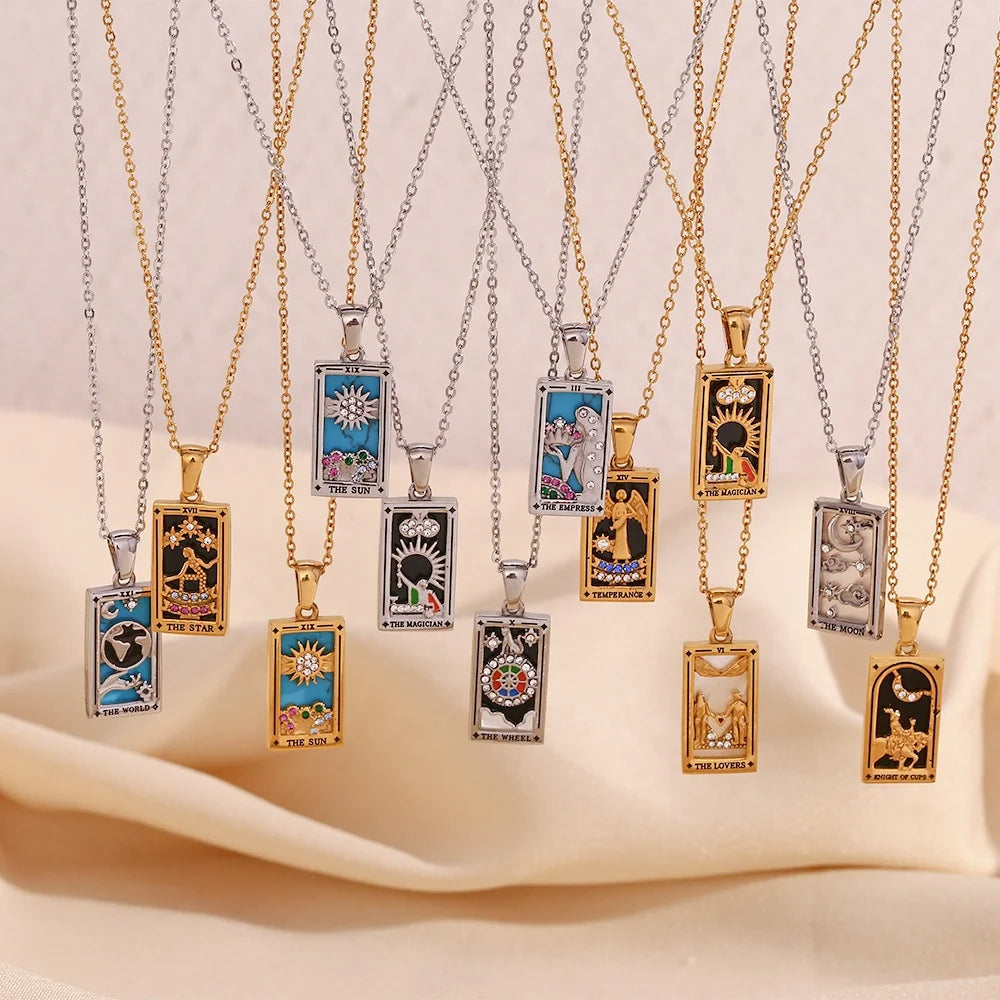 Strength Tarot Card Necklace in Silver-Tone