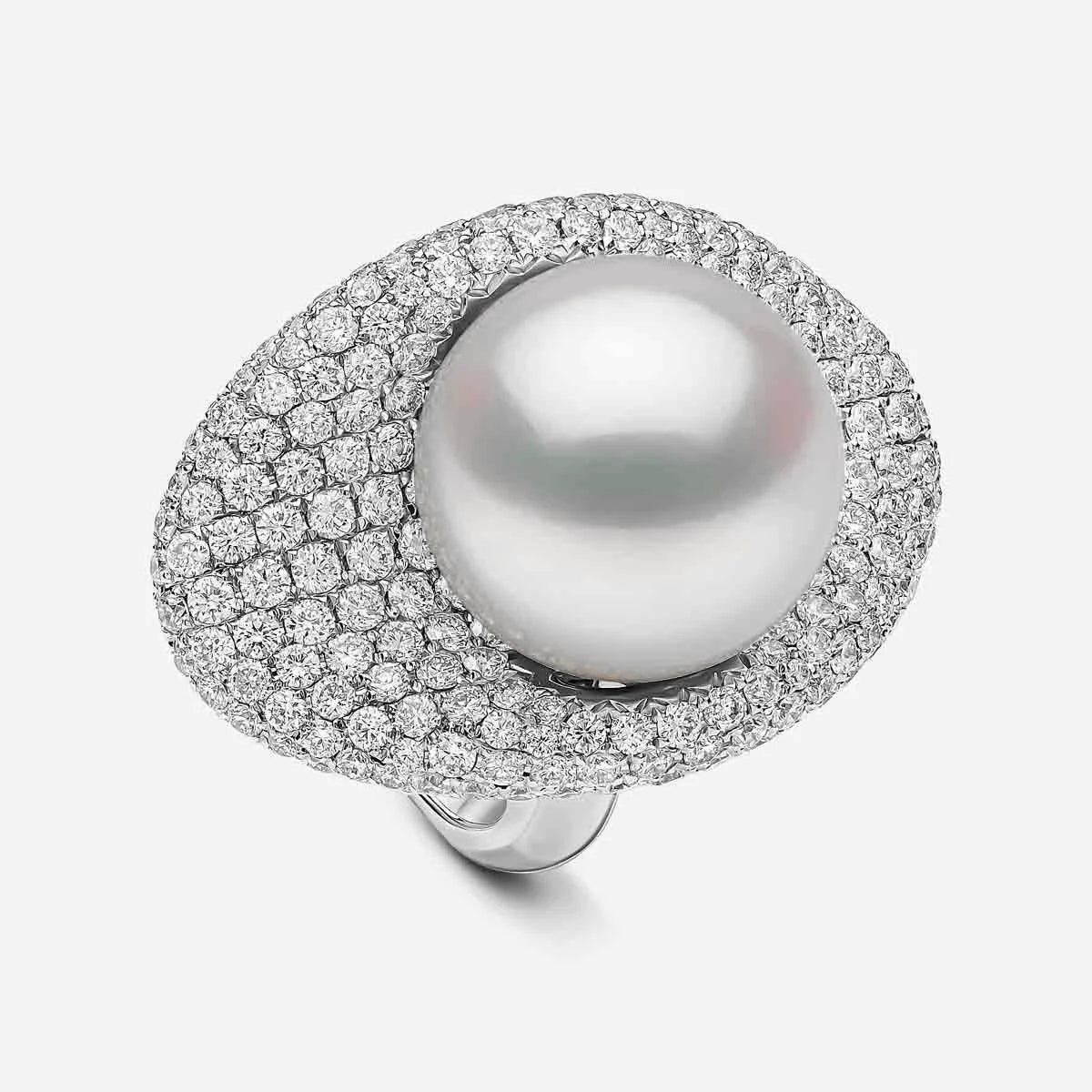 Swanlight Pearl-Style Crystal-Style Statement Ring in Silver-Tone