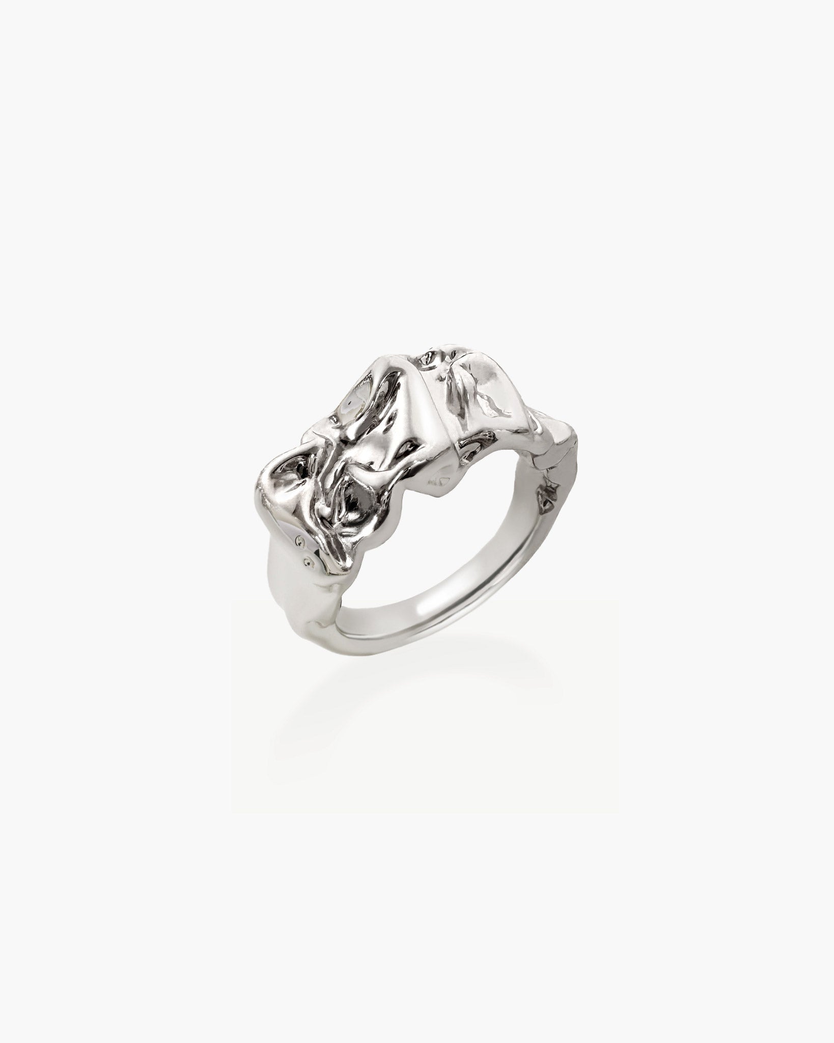 Textured Molten Statement Ring in Silver-Tone