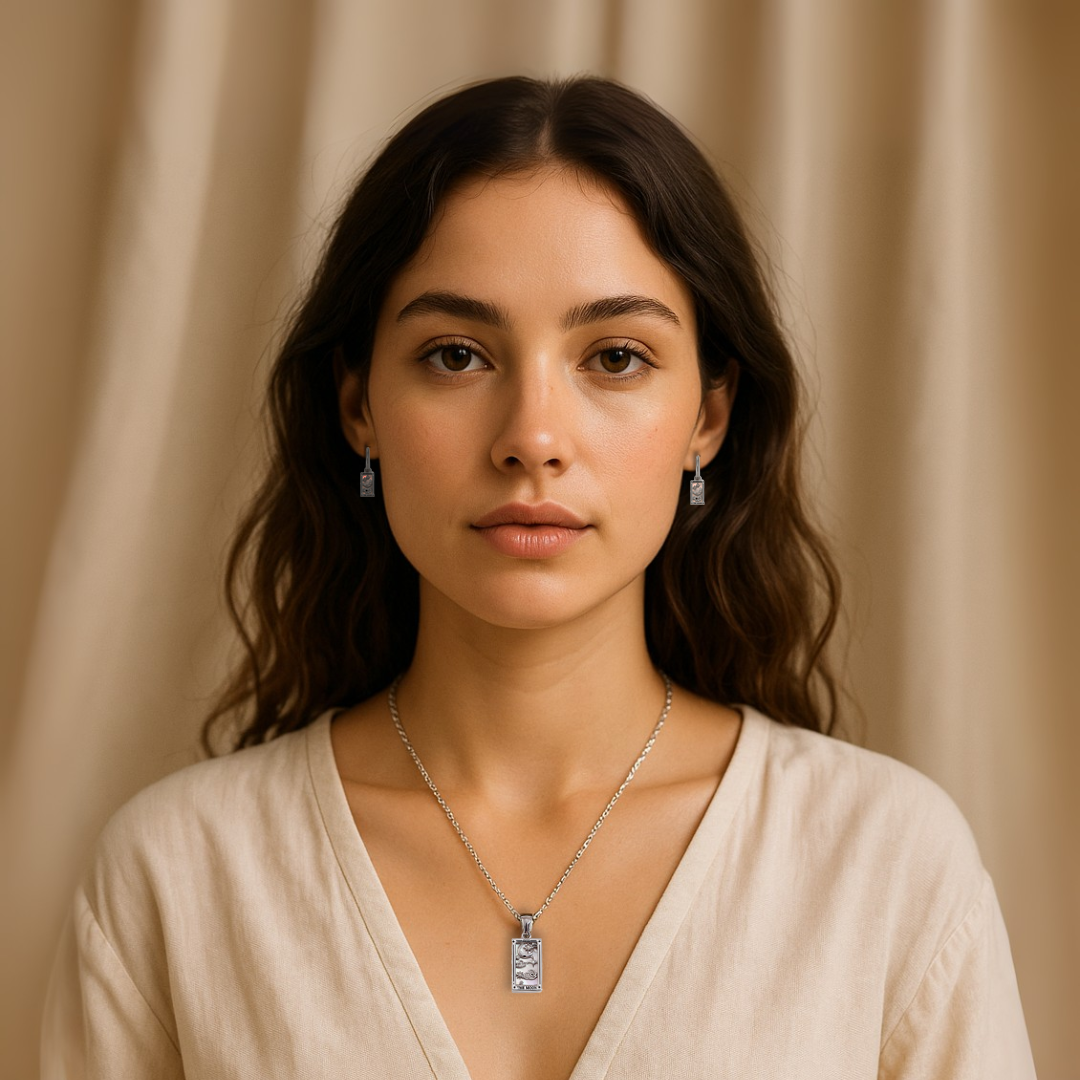 The Moon Tarot Card Necklace in Silver-Tone